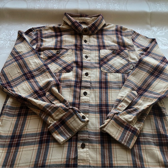 Vans Off The Wall Men’s Size L Tan/Brown Plaid Shirt Long Sleeves Button Down … - Picture 16 of 16
